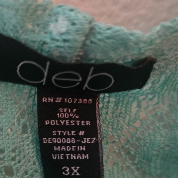 Deb Aqua Lace Sequin Blouse Plus Size Flutter Sleeve Party Dressy Top 3X - Picture 2 of 4